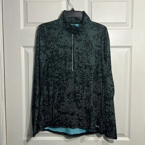 Champion activewear top.  Size large. 1/2 zip pullover. Black with blue dots.